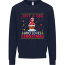 Just a Girl Who Loves Christmas Funny Mens Sweatshirt Jumper Navy Blue