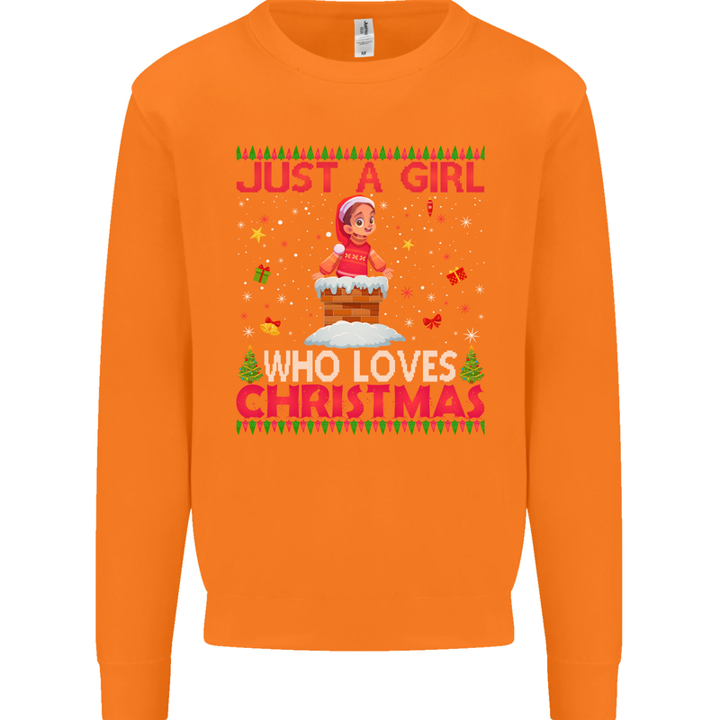 Just a Girl Who Loves Christmas Funny Mens Sweatshirt Jumper Orange
