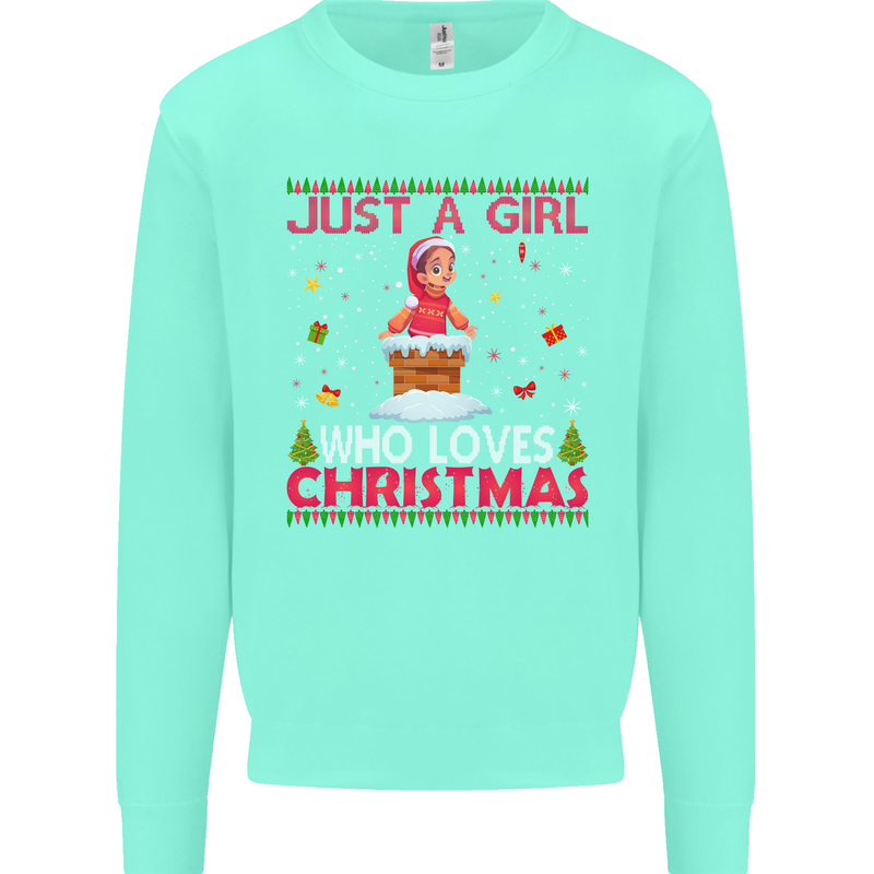 Just a Girl Who Loves Christmas Funny Mens Sweatshirt Jumper Peppermint