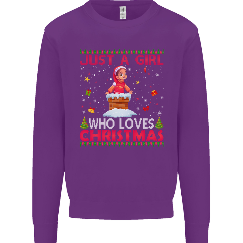 Just a Girl Who Loves Christmas Funny Mens Sweatshirt Jumper Purple