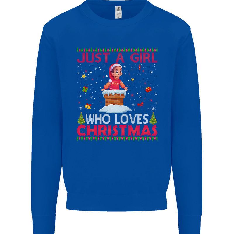 Just a Girl Who Loves Christmas Funny Mens Sweatshirt Jumper Royal Blue