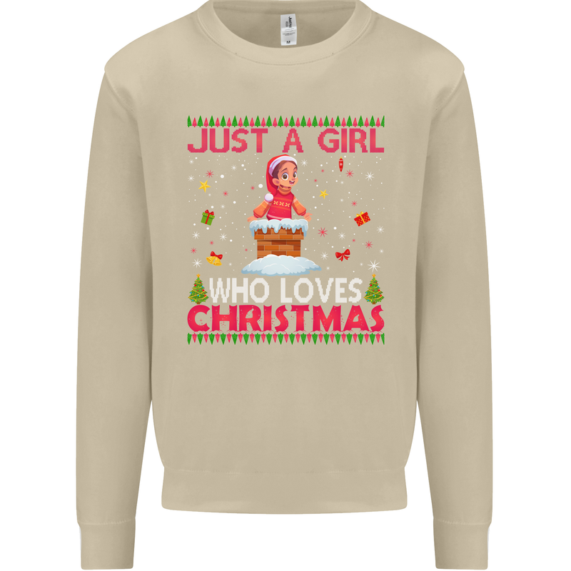 Just a Girl Who Loves Christmas Funny Mens Sweatshirt Jumper Sand