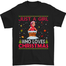 Just a Girl Who Loves Christmas Funny Mens T-Shirt Cotton Gildan Black