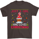 Just a Girl Who Loves Christmas Funny Mens T-Shirt Cotton Gildan Dark Chocolate