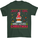Just a Girl Who Loves Christmas Funny Mens T-Shirt Cotton Gildan Forest Green