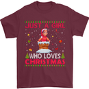 Just a Girl Who Loves Christmas Funny Mens T-Shirt Cotton Gildan Maroon