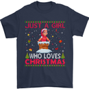 Just a Girl Who Loves Christmas Funny Mens T-Shirt Cotton Gildan Navy Blue