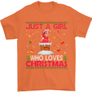 Just a Girl Who Loves Christmas Funny Mens T-Shirt Cotton Gildan Orange