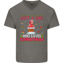 Just a Girl Who Loves Christmas Funny Mens V-Neck Cotton T-Shirt Charcoal