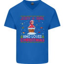 Just a Girl Who Loves Christmas Funny Mens V-Neck Cotton T-Shirt Royal Blue