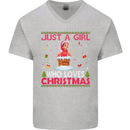 Just a Girl Who Loves Christmas Funny Mens V-Neck Cotton T-Shirt Sports Grey