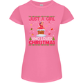 Just a Girl Who Loves Christmas Funny Womens Petite Cut T-Shirt Azalea