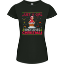 Just a Girl Who Loves Christmas Funny Womens Petite Cut T-Shirt Black
