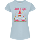 Just a Girl Who Loves Christmas Funny Womens Petite Cut T-Shirt Light Blue