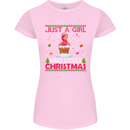 Just a Girl Who Loves Christmas Funny Womens Petite Cut T-Shirt Light Pink