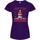 Just a Girl Who Loves Christmas Funny Womens Petite Cut T-Shirt Purple
