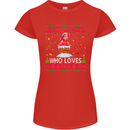 Just a Girl Who Loves Christmas Funny Womens Petite Cut T-Shirt Red