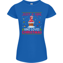 Just a Girl Who Loves Christmas Funny Womens Petite Cut T-Shirt Royal Blue