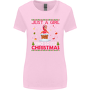 Just a Girl Who Loves Christmas Funny Womens Wider Cut T-Shirt Light Pink