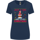 Just a Girl Who Loves Christmas Funny Womens Wider Cut T-Shirt Navy Blue