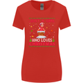 Just a Girl Who Loves Christmas Funny Womens Wider Cut T-Shirt Red