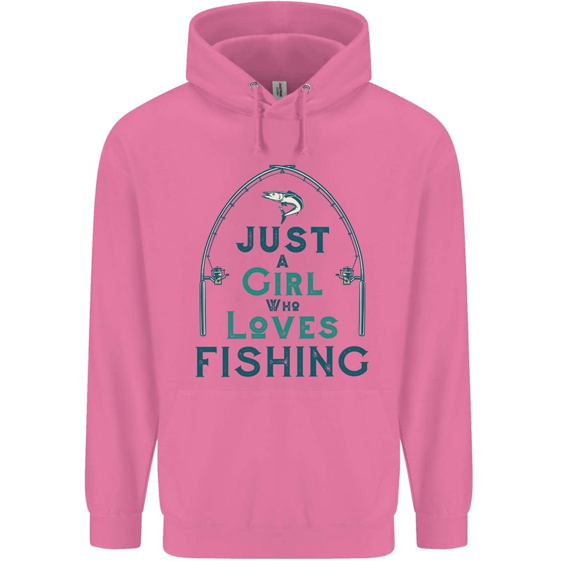 Just a Girl Who Loves Fishing Fisherwoman Childrens Kids Hoodie Azalea