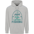 Just a Girl Who Loves Fishing Fisherwoman Childrens Kids Hoodie Sports Grey