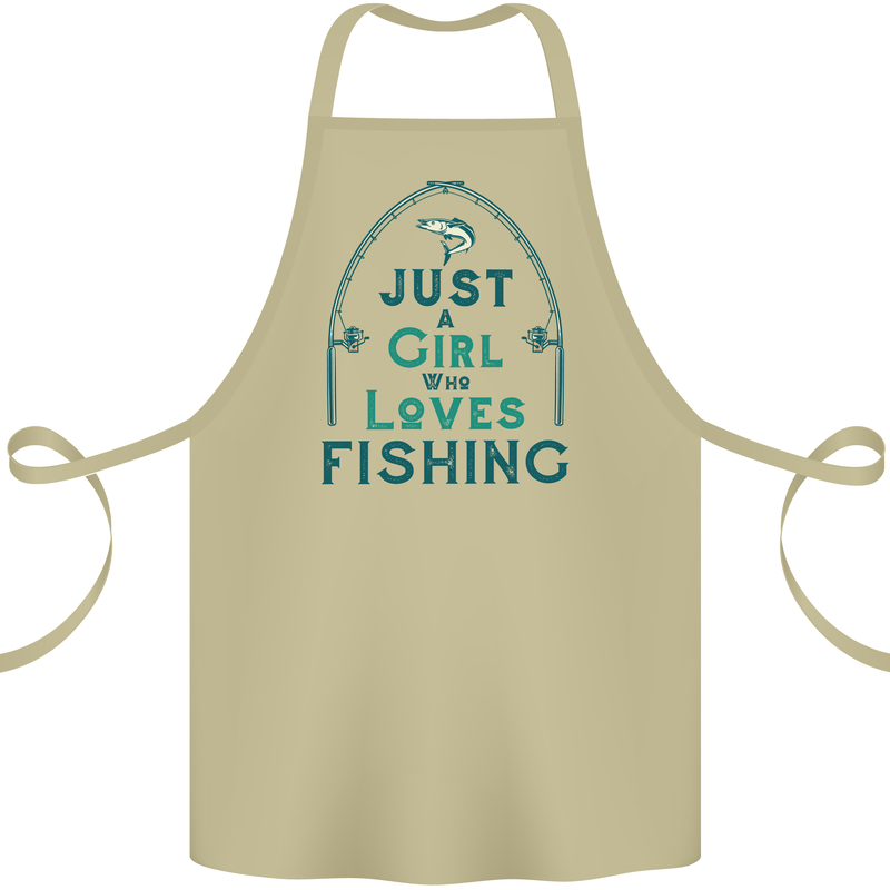 Just a Girl Who Loves Fishing Fisherwoman Cotton Apron 100% Organic Khaki