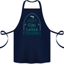 Just a Girl Who Loves Fishing Fisherwoman Cotton Apron 100% Organic Navy Blue
