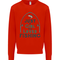 Just a Girl Who Loves Fishing Fisherwoman Kids Sweatshirt Jumper Bright Red