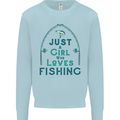 Just a Girl Who Loves Fishing Fisherwoman Kids Sweatshirt Jumper Light Blue