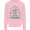 Just a Girl Who Loves Fishing Fisherwoman Kids Sweatshirt Jumper Light Pink