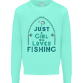 Just a Girl Who Loves Fishing Fisherwoman Kids Sweatshirt Jumper Peppermint
