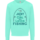 Just a Girl Who Loves Fishing Fisherwoman Kids Sweatshirt Jumper Peppermint