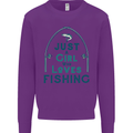 Just a Girl Who Loves Fishing Fisherwoman Kids Sweatshirt Jumper Purple