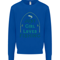Just a Girl Who Loves Fishing Fisherwoman Kids Sweatshirt Jumper Royal Blue