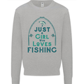 Just a Girl Who Loves Fishing Fisherwoman Kids Sweatshirt Jumper Sports Grey
