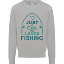 Just a Girl Who Loves Fishing Fisherwoman Kids Sweatshirt Jumper Sports Grey