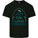 Just a Girl Who Loves Fishing Fisherwoman Kids T-Shirt Childrens Black