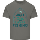 Just a Girl Who Loves Fishing Fisherwoman Kids T-Shirt Childrens Charcoal