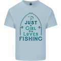 Just a Girl Who Loves Fishing Fisherwoman Kids T-Shirt Childrens Light Blue