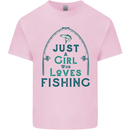 Just a Girl Who Loves Fishing Fisherwoman Kids T-Shirt Childrens Light Pink