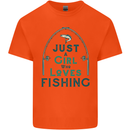 Just a Girl Who Loves Fishing Fisherwoman Kids T-Shirt Childrens Orange