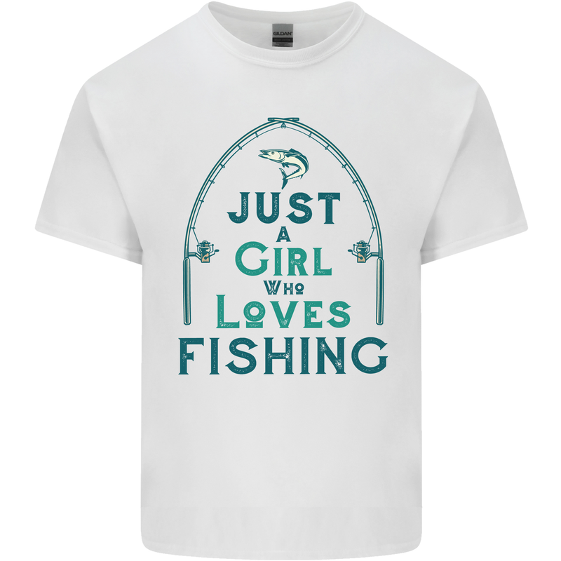 Just a Girl Who Loves Fishing Fisherwoman Kids T-Shirt Childrens White