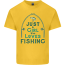 Just a Girl Who Loves Fishing Fisherwoman Kids T-Shirt Childrens Yellow