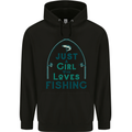 Just a Girl Who Loves Fishing Fisherwoman Mens 80% Cotton Hoodie Black
