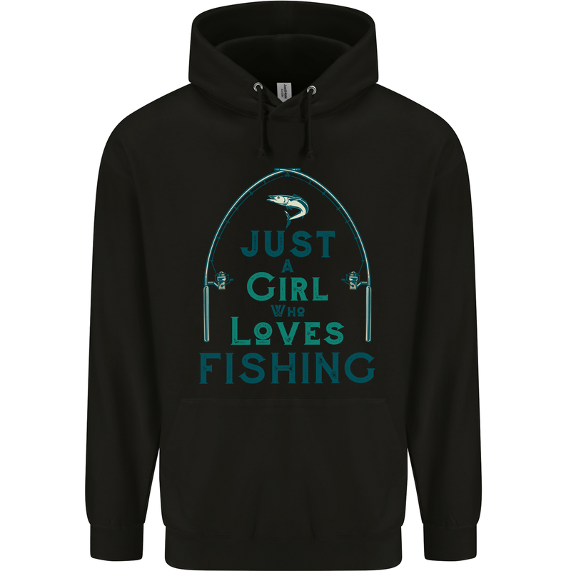 Just a Girl Who Loves Fishing Fisherwoman Mens 80% Cotton Hoodie Black