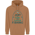 Just a Girl Who Loves Fishing Fisherwoman Mens 80% Cotton Hoodie Caramel Latte