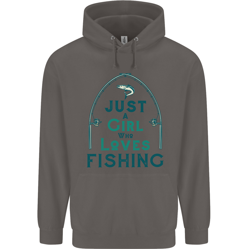 Just a Girl Who Loves Fishing Fisherwoman Mens 80% Cotton Hoodie Charcoal
