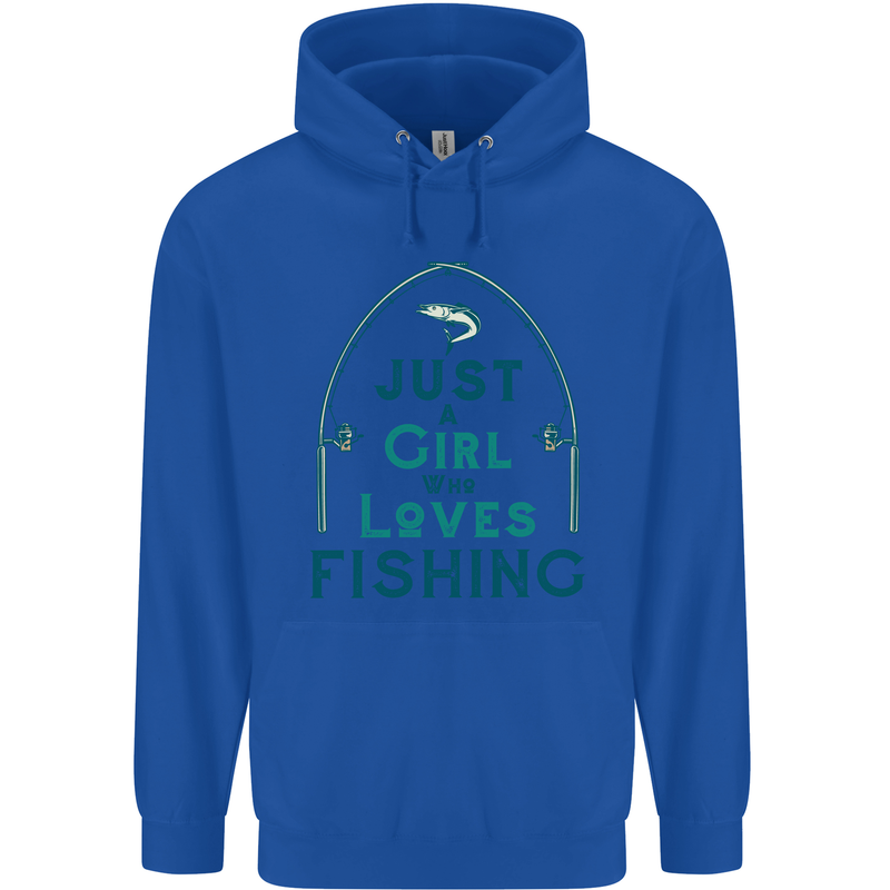 Just a Girl Who Loves Fishing Fisherwoman Mens 80% Cotton Hoodie Royal Blue
